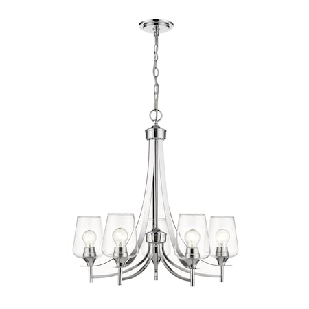 Z-Lite Joliet 5 Light Chandelier, Chrome & Clear 473-5CH